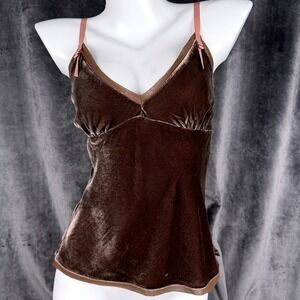 Gold Hawk Brown Velvet Cami Silk Blend Fairy Grunge Whimsigoth Y2K S